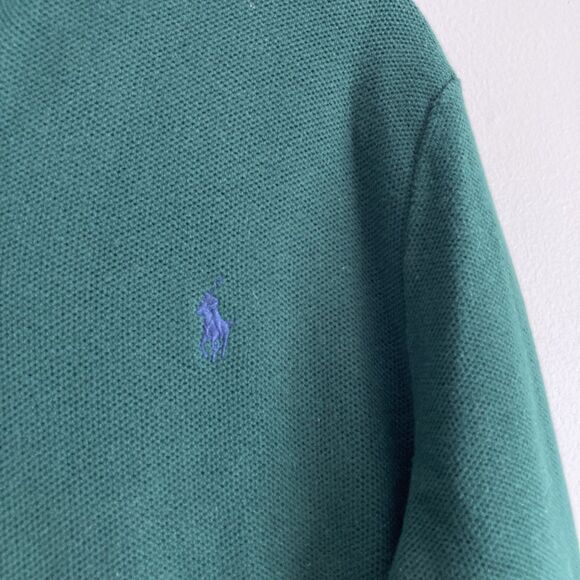 Polo Ralph Lauren Mens 1/4 Zip Green Sweater Size Large 100% Cotton Preppy - Picture 4 of 10